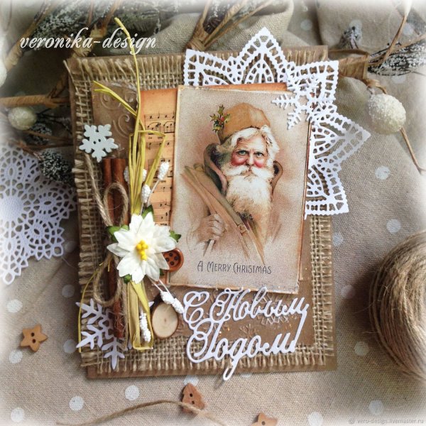 Новогодняя открытка крафт