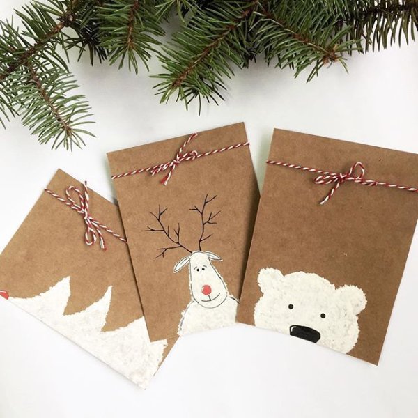 Стильные новогодние открытки своими руками