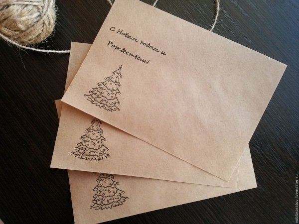 Открытки из крафт бумаги на новый год