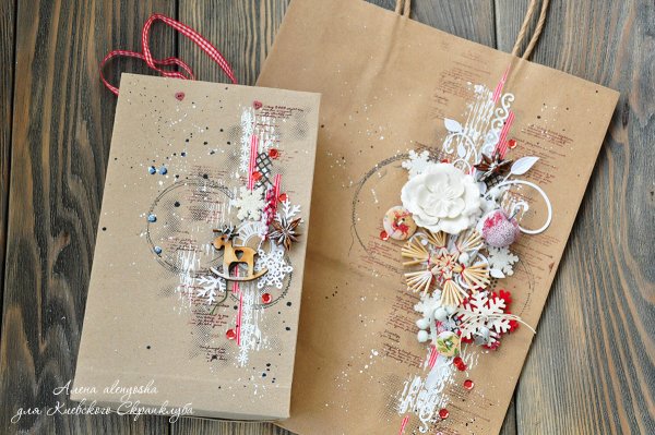 Рождественская открытка на крафт картоне