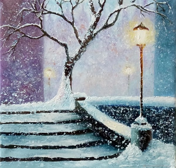 Снегопад живопись
