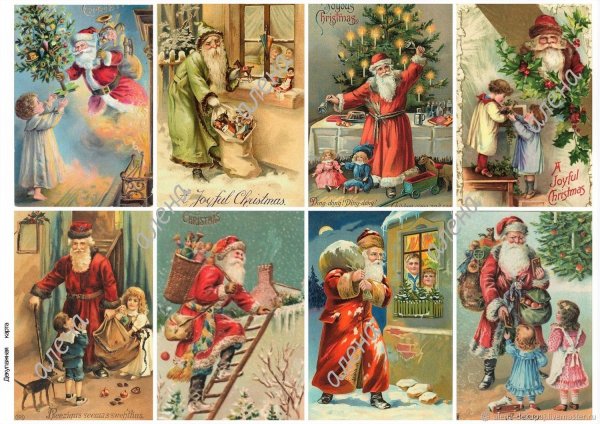 Новогодние ретро салфетки для декупажа