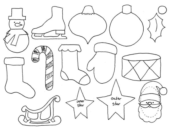 Новогодние игрушки из фетра выкройки