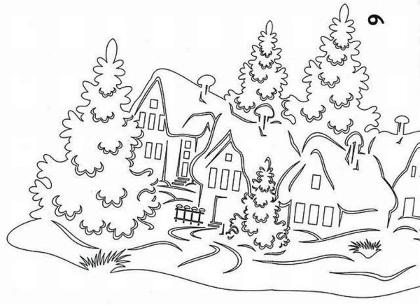 Новогодние украшения на окна домики