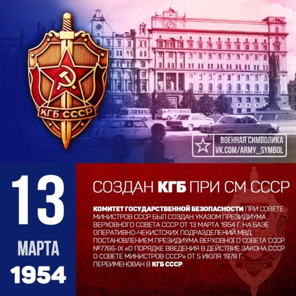 13 Марта день образования КГБ СССР
