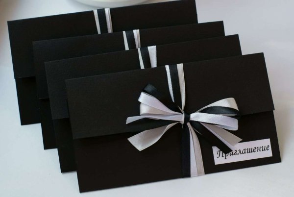Черные пригласительные на свадьбу