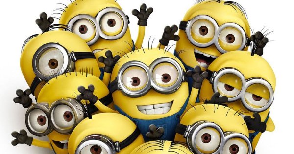 Миньоны на белом фоне