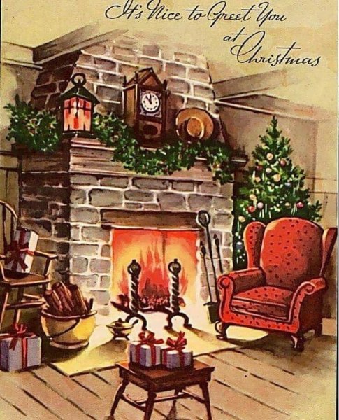 Новогодний камин иллюстрация