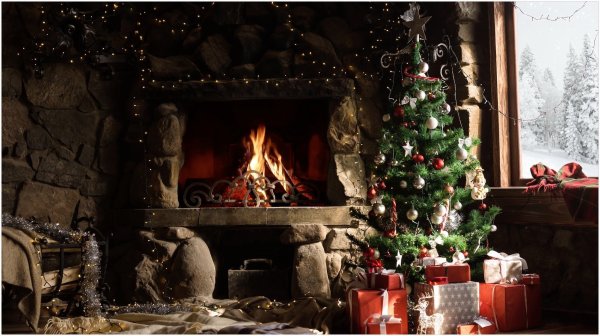 Новогодние открытки с камином