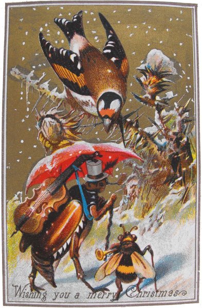 Викторианская Новогодняя открытка странная