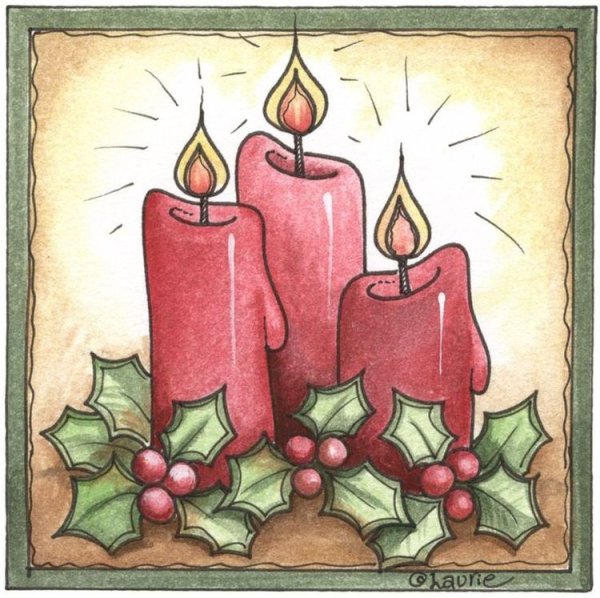 Новогодняя свечка рисование