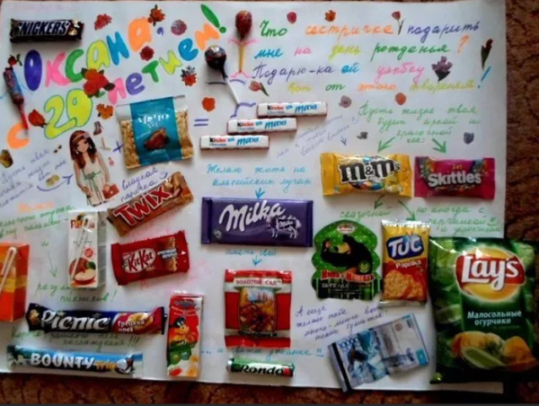 Сладкая открытка на день рождения