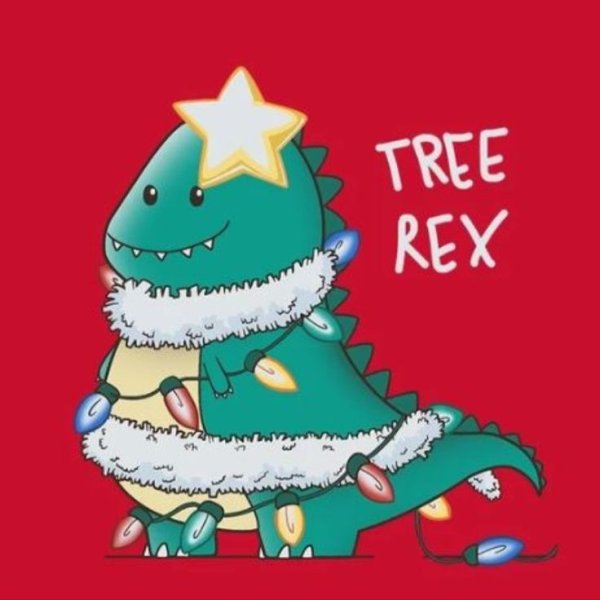 Новогодняя открытка Динозаврик