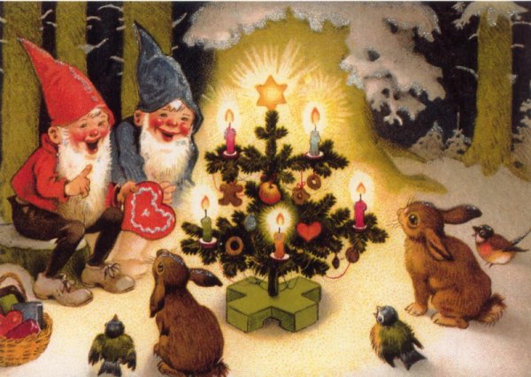 Новогодние открытки с гномами
