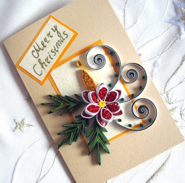 Новогодние открытки квиллинг