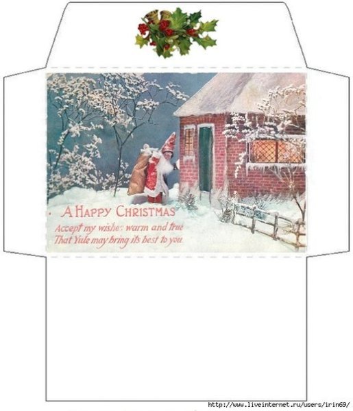 Макет новогоднего конверта для денег