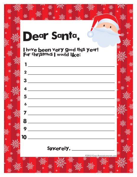 A Letter to Santa Claus for Kids