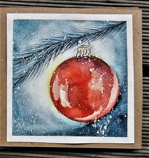 Акварельные открытки на новый год