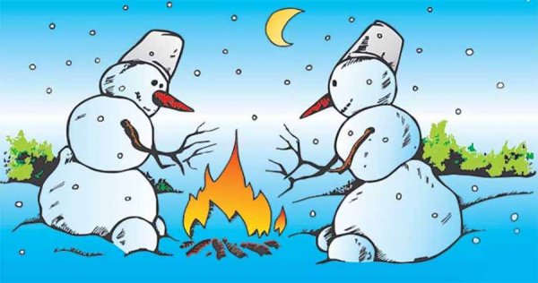 Карикатура про холодную зиму