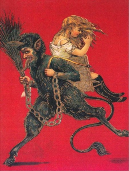 Открытка годовик дореволюционная с КРАМПУСОМ