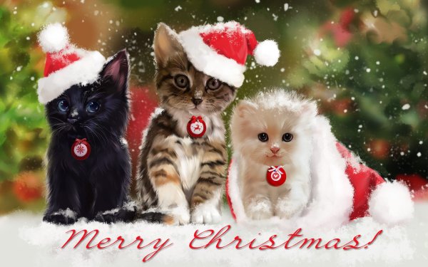 Новогодний котик акварель