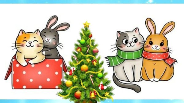 Милые новогодние котики