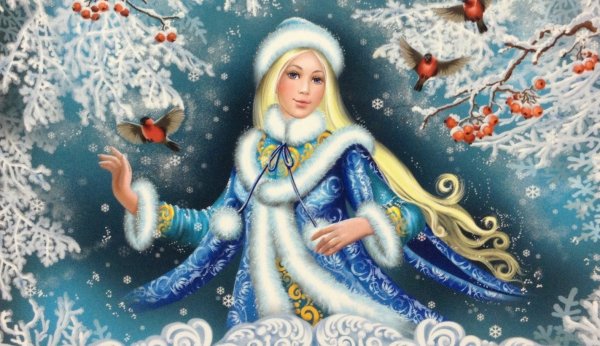 Новогодние открытки со снегурочками