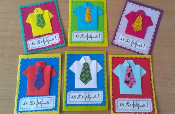 Открытка с 23 февраля своими руками для детей