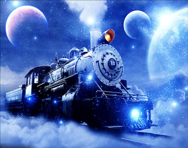 Открытка с паровозом