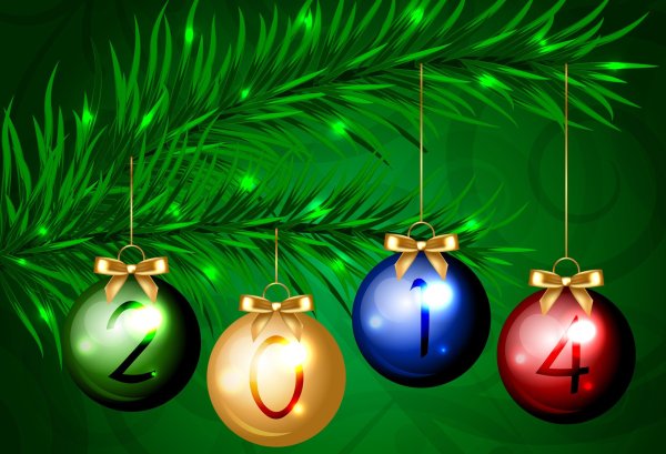 Елочные шары на ветке