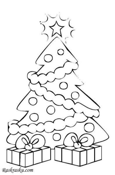 Раскраска елочка Новогодняя