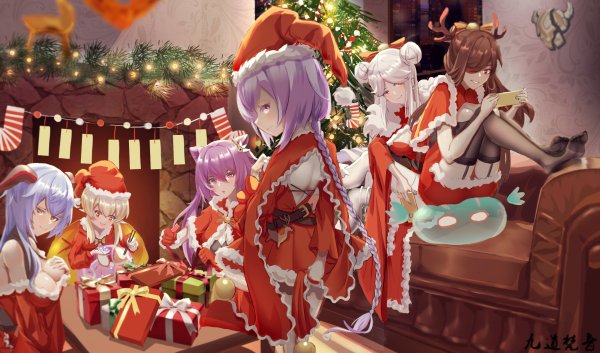 Новогодние арты Геншин