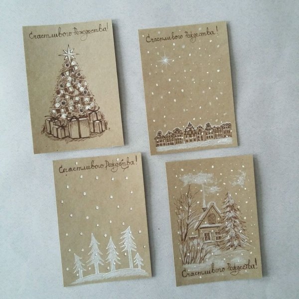 Крафтовая открытка на новый год