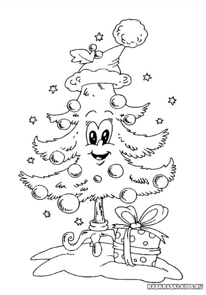 Раскраска елочка Новогодняя