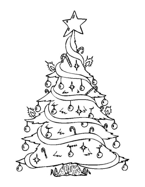 Раскраска елка Новогодняя
