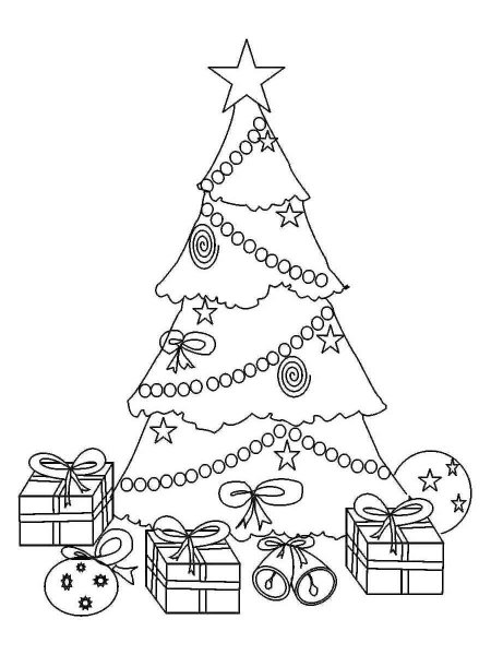 Раскраска елка Новогодняя