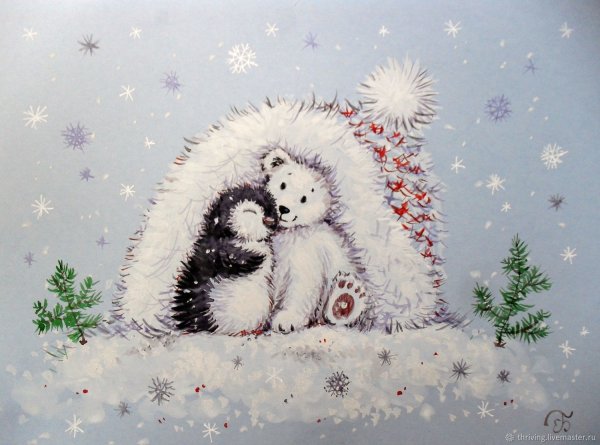 Новогодний белый медведь