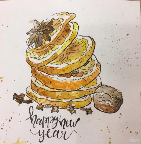 Скетч открытки на новый год