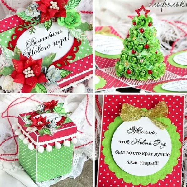 Новогодняя открытка коробочка