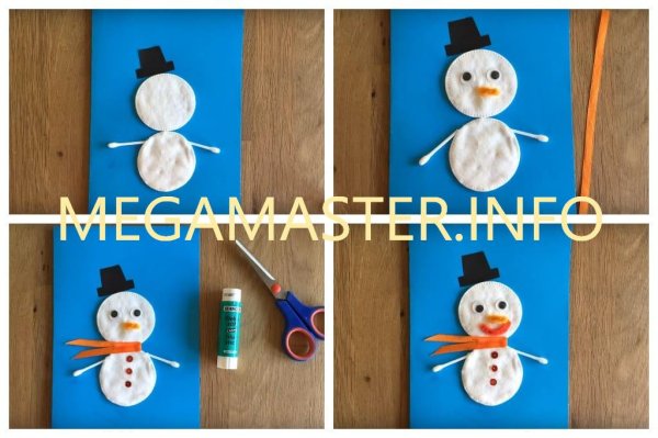 Снеговик из ватных дисков