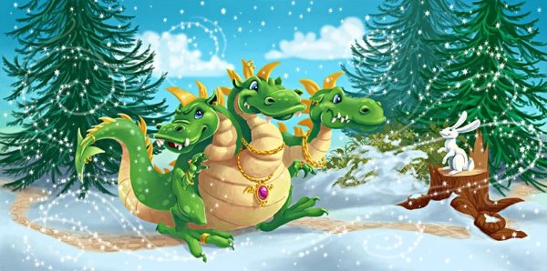 Мультяшный дракон новый год