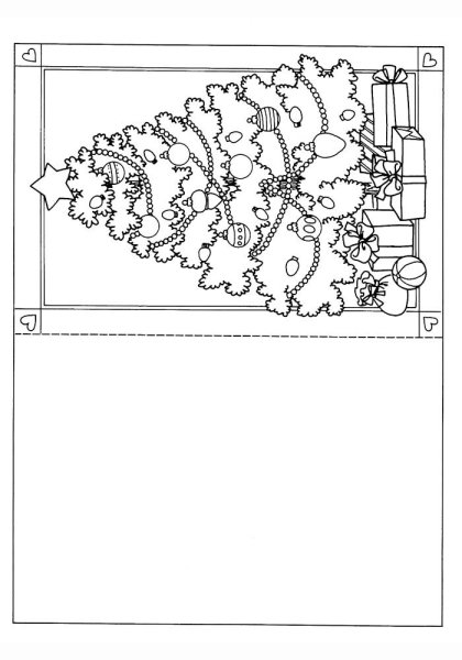Новогодняя открытка раскраска