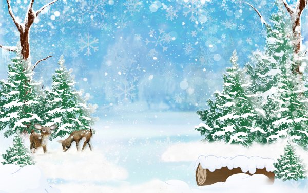 Новогодние открытки с зимним пейзажем