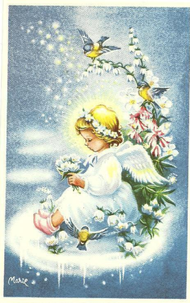 Рождественская открытка с изображением ангела