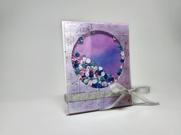 Открытки новогодние Скрапбукинг с шейкером