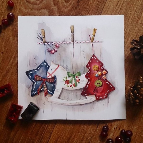 Новогодние открытки маркерами