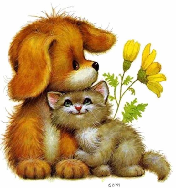 Открытки с котятами и щенками