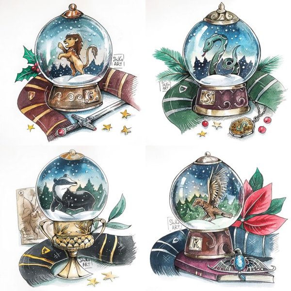 Стикеры Гарри Поттер шар снежный