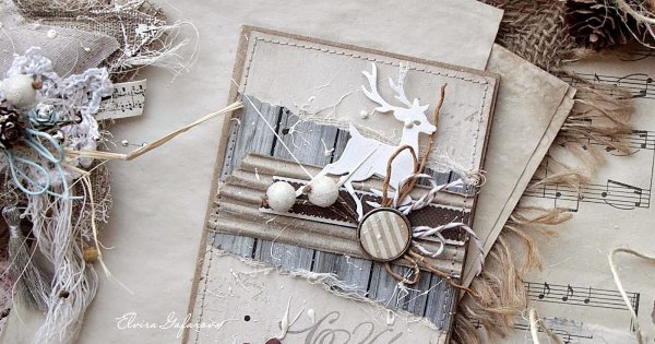 Новогодняя открытка мужчине Скрапбукинг