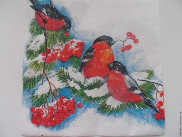 Салфетки со снегирями
